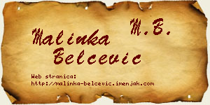 Malinka Belčević vizit kartica